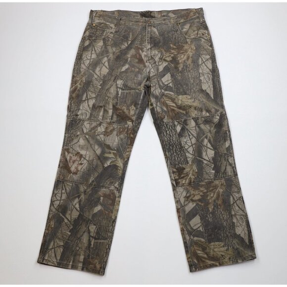 Vtg 90s Y2K Streetwear Mens 38x32 Faded Camouflage Double Knee Wide Leg Jeans